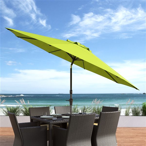 CorLiving Parasol de patio inclinable de 10 pieds résistant aux UV et au vent en vert citron