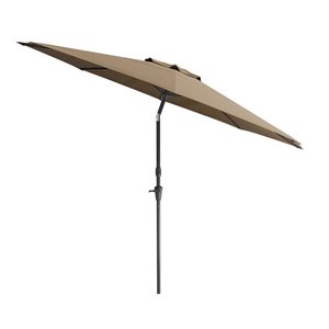 CorLiving Parasol de patio inclinable de 10 pieds résistant aux UV et au vent en brun
