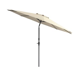 CorLiving Parasol de patio inclinable de 10 pieds résistant aux UV et au vent en blanc chaud