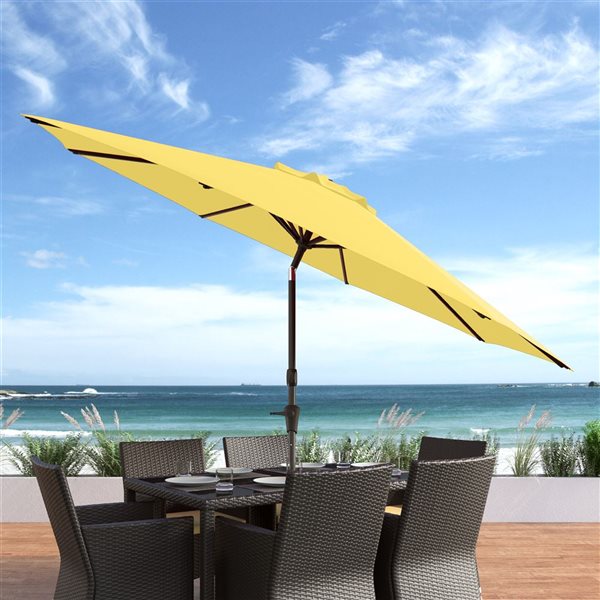 CorLiving Parasol de patio inclinable de 10 pieds résistant aux UV et au vent en jaune