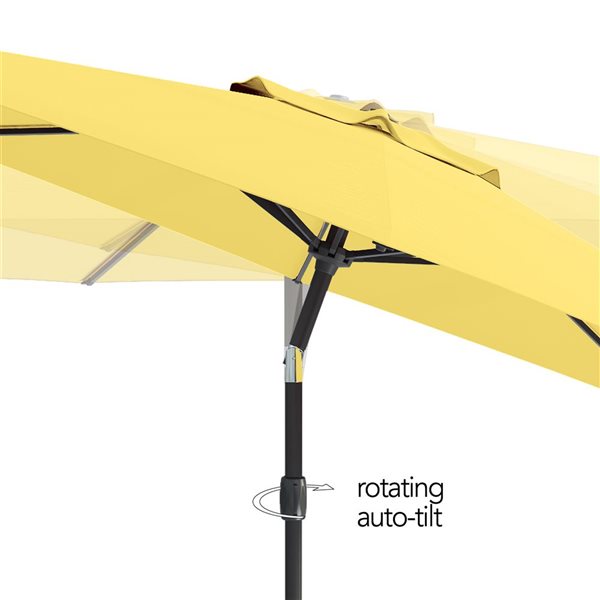 CorLiving Parasol de patio inclinable de 10 pieds résistant aux UV et au vent en jaune