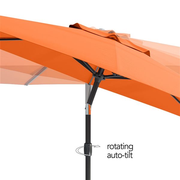 CorLiving 10ft UV and Wind Resistant Tilting Patio Umbrella in Orange