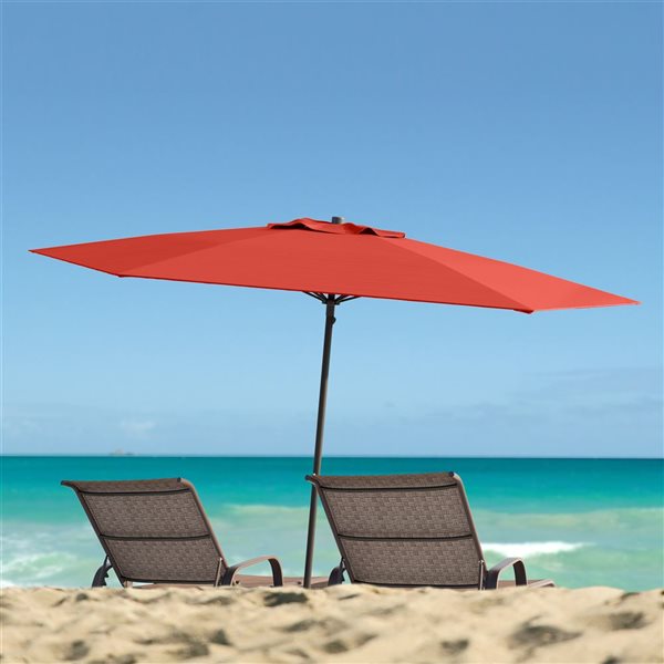 CorLiving 7.5ft UV and Wind Resistant Beach Umbrella in Crimson Red