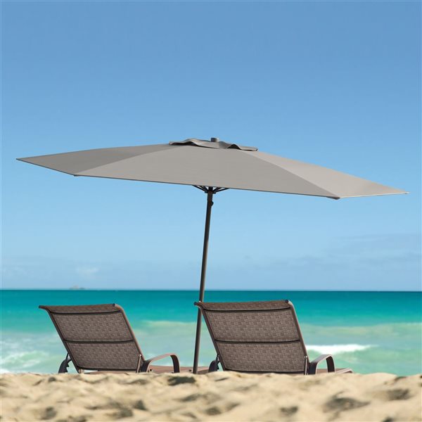 CorLiving 7.5ft UV and Wind Resistant Beach Umbrella in Sand Grey