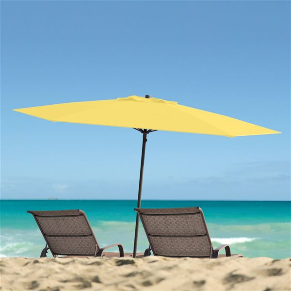 CorLiving 7.5ft UV and Wind Resistant Beach Umbrella in Yellow