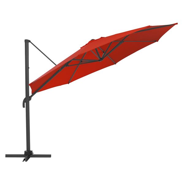 CorLiving Parasol de patio inclinable et rotatif de luxe résistant aux UV de 11,5 pieds en rouge cramoisi