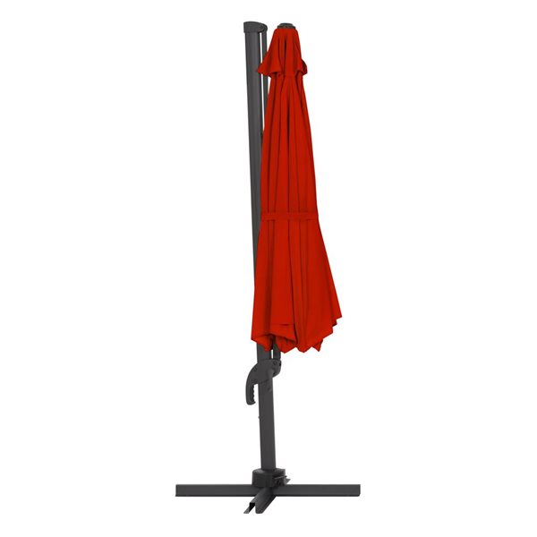 CorLiving Parasol de patio inclinable et rotatif de luxe résistant aux UV de 11,5 pieds en rouge cramoisi