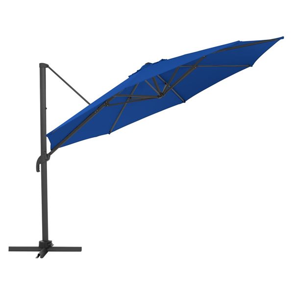 CorLiving Parasol de patio inclinable et rotatif de luxe résistant aux UV de 11,5 pieds en bleu cobalt