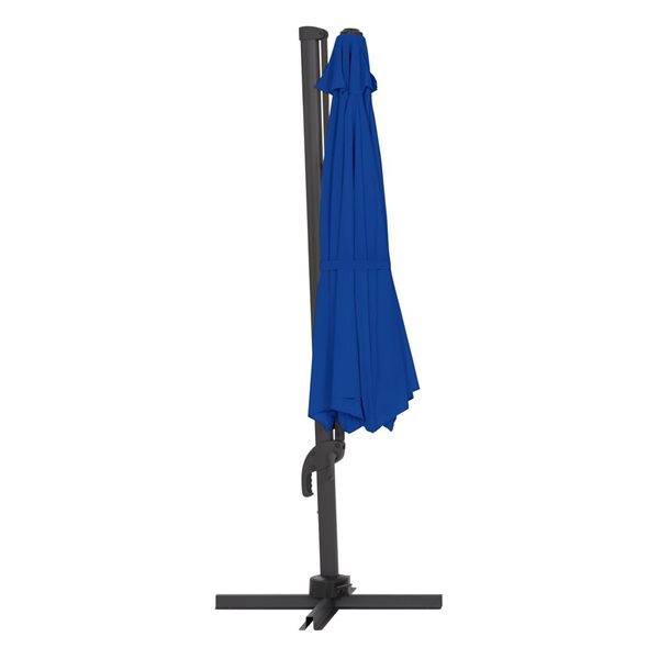 CorLiving Parasol de patio inclinable et rotatif de luxe résistant aux UV de 11,5 pieds en bleu cobalt