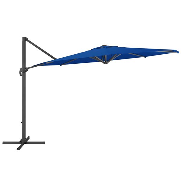 CorLiving Parasol de patio inclinable et rotatif de luxe résistant aux UV de 11,5 pieds en bleu cobalt