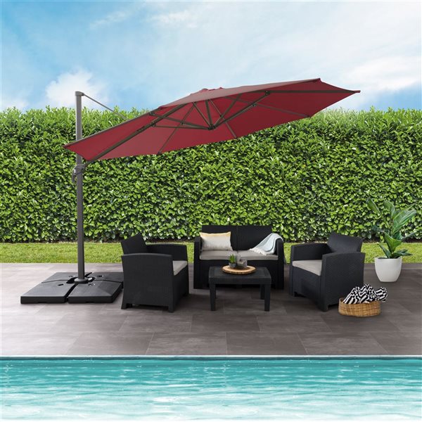 Corliving Deluxe Offset Patio Umbrella W E Red Ppu 550 U Rona