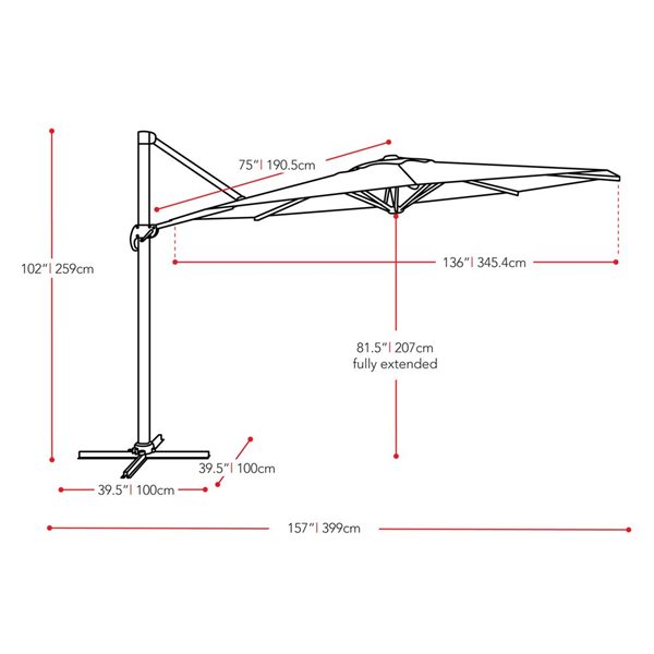 CorLiving 11.5ft Deluxe UV-Resistant Offset Titling & Rotating Patio ...