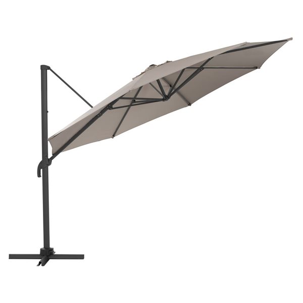 CorLiving 11.5ft Deluxe UV-Resistant Offset Titling & Rotating Patio Umbrella in Sand Grey