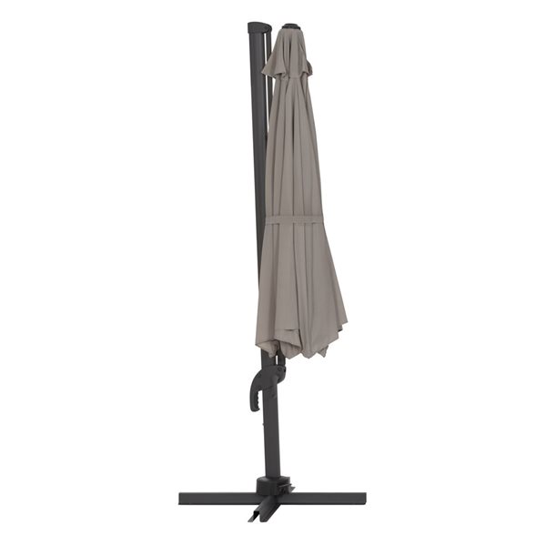 CorLiving 11.5ft Deluxe UV-Resistant Offset Titling & Rotating Patio Umbrella in Sand Grey