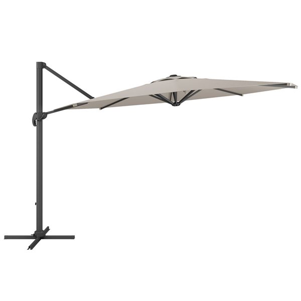 CorLiving 11.5ft Deluxe UV-Resistant Offset Titling & Rotating Patio Umbrella in Sand Grey