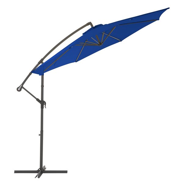 CorLiving 9.5ft UV-Resistant Offset Patio Umbrella in Cobalt Blue