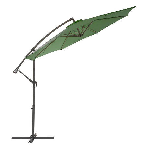 CorLiving 9.5ft UV-Resistant Offset Patio Umbrella in Forest Green