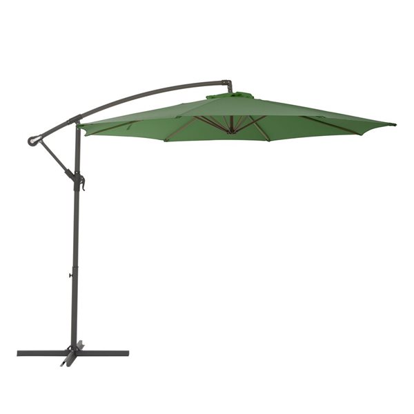 CorLiving 9.5ft UV-Resistant Offset Patio Umbrella in Forest Green