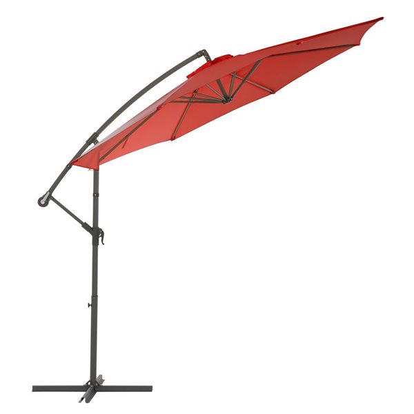 CorLiving Parasol de patio déporté résistant aux UV de 9,5 pieds en rouge cramoisi