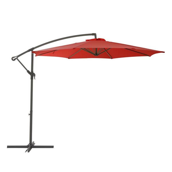 CorLiving Parasol de patio déporté résistant aux UV de 9,5 pieds en rouge cramoisi