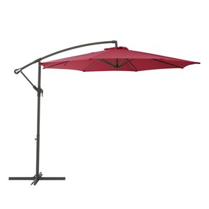 CorLiving 9.5ft UV-Resistant Offset Patio Umbrella in Wine Red