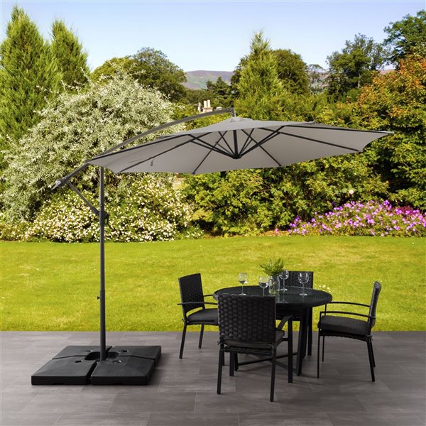 CorLiving 9.5ft UV-Resistant Offset Patio Umbrella in Sand Grey