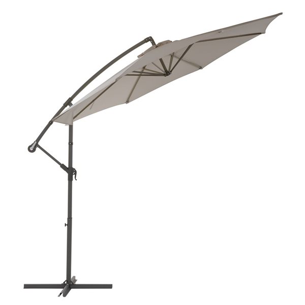 CorLiving 9.5ft UV-Resistant Offset Patio Umbrella in Sand Grey