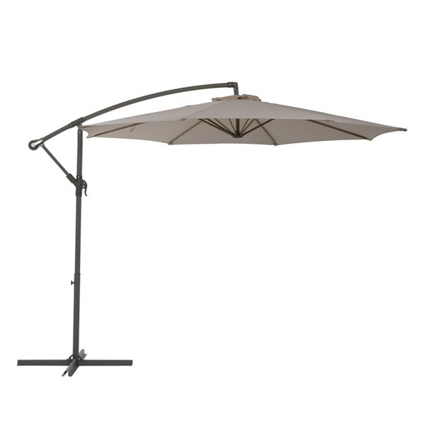 CorLiving 9.5ft UV-Resistant Offset Patio Umbrella in Sand Grey