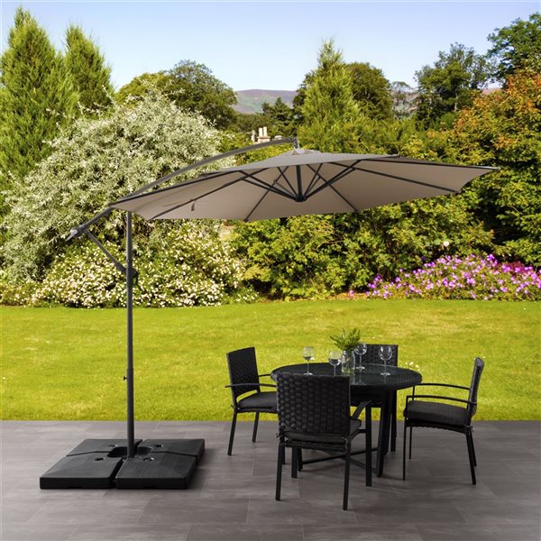 CorLiving 9.5ft UV-Resistant Offset Patio Umbrella in Sandy Brown