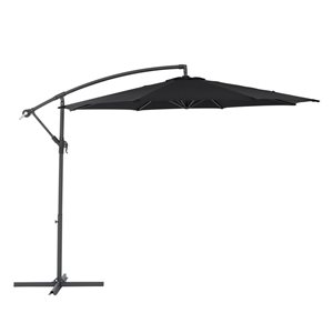 CorLiving Parasol de terrasse déporté résistant aux UV de 9,5 pieds en noir