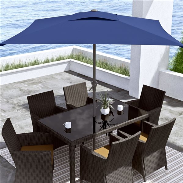 CorLiving Parasol de patio inclinable carré de 9 pieds de la série 300 en bleu cobalt