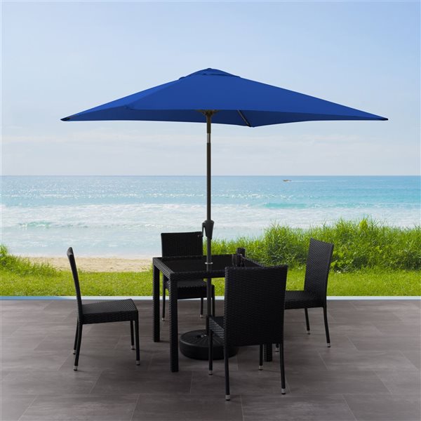 CorLiving Parasol de patio inclinable carré de 9 pieds de la série 300 en bleu cobalt