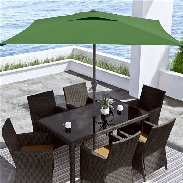 CorLiving 300-Series 9ft Square Tilting Patio Umbrella in Forest Green