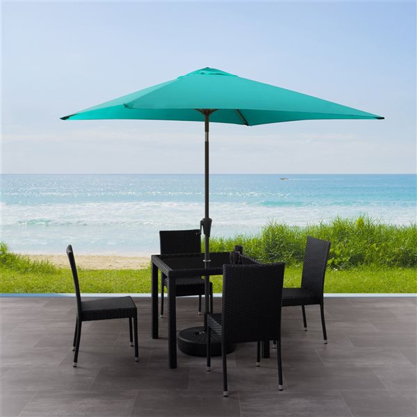 CorLiving 300-Series 9ft Square Tilting Patio Umbrella in Turquoise Blue