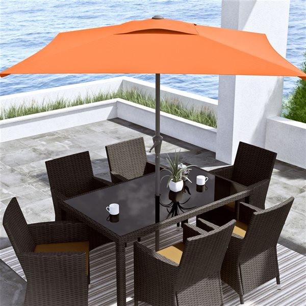 CorLiving 300-Series 9ft Square Tilting Patio Umbrella in Orange