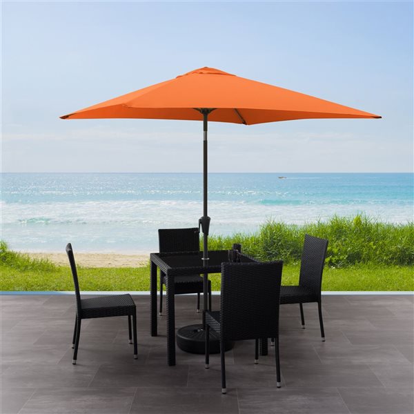 CorLiving 300-Series 9ft Square Tilting Patio Umbrella in Orange