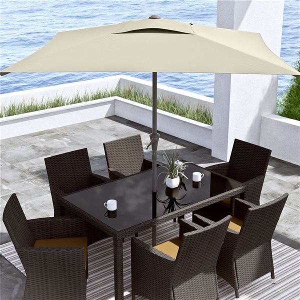 CorLiving 300-Series 9ft Square Tilting Patio Umbrella in Warm White