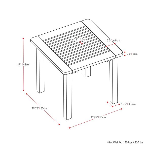 CorLiving 3pc Hardwood Outdoor Chair and Side Table Set