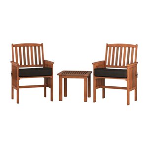 CorLiving 3pc Hardwood Outdoor Chair and Side Table Set