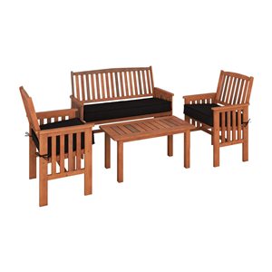 CorLiving 4pc Hardwood Outdoor Chair and Coffee Table Set