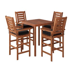 CorLiving Miramar Outdoor Bistro Set - 5 Pieces - Brown