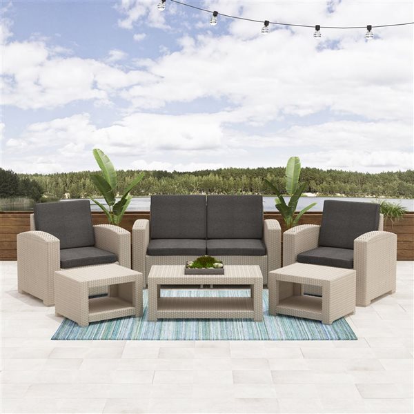 CORLIVING Ensemble de patio, 6 mcx, gris PLF111Z1 RONA