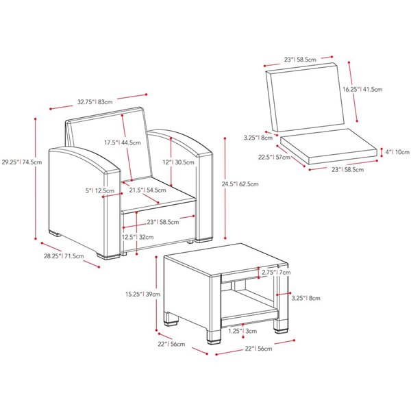 CorLiving 6pc All-Weather Beige/Dark Grey Conversation Set