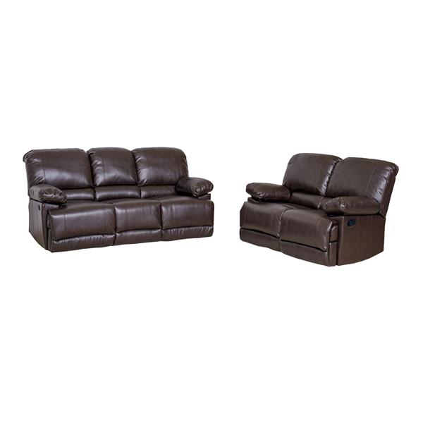 Corliving Bonded Leather Reclining Sofa, Bonded Leather Reclining Sofa Set