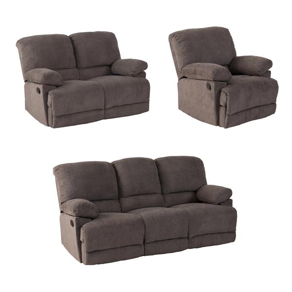 Corliving Chenille Fabric Reclining, Leather Reclining Sofa Set Canada