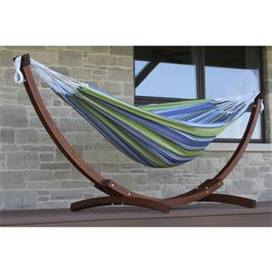 Double Cotton Hammock with 8ft Solid Pine Stand (oasis)