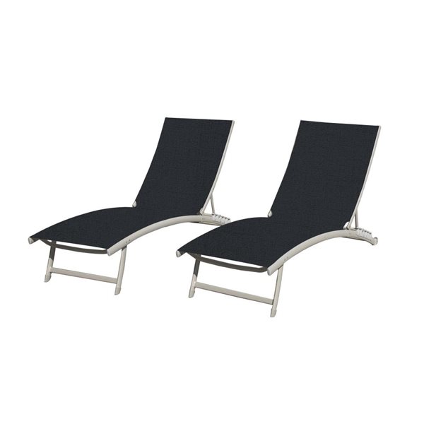 Vivere Clearwater Aluminum Lounge Chair - Navy - 2 pcs
