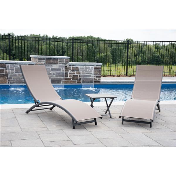 Vivere Coral Springs Lounge chairs - Aluminum - Macchiato - 3pc.