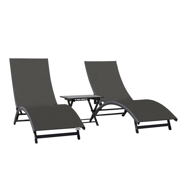 Chaises longues Coral Springs aluminium, gris foncé, 3pc.