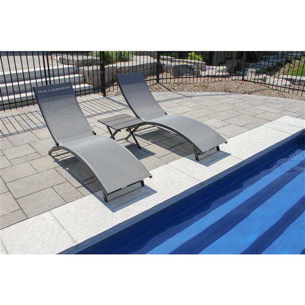 Chaises longues Coral Springs aluminium, gris foncé, 3pc.